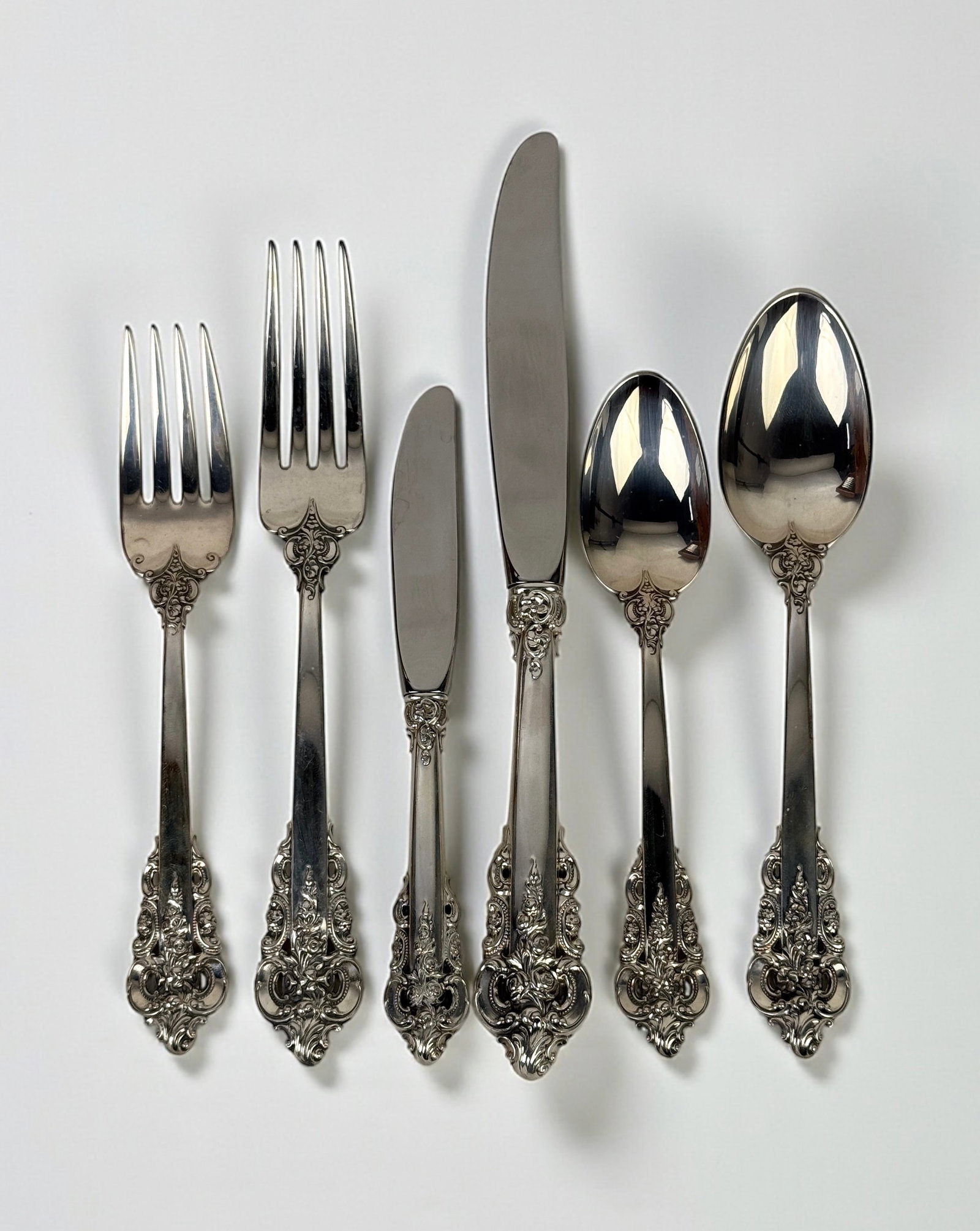 (68 pc) Wallace Grand Baroque Sterling Silver Flatware Set (1 of 6)