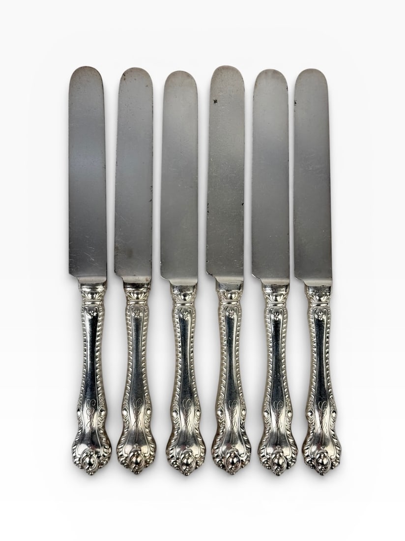 (6) Dominick and Haff Mazarin Sterling Handled Knives W/Traditional Blades (1 of 3)