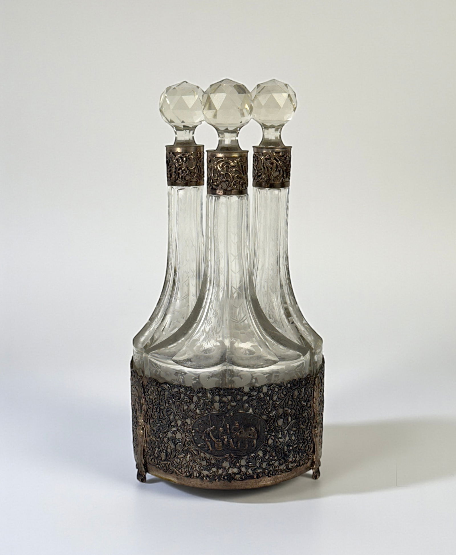 Dutch 830 Silver Bar Set W/ Crystal Decanters (1 of 5)