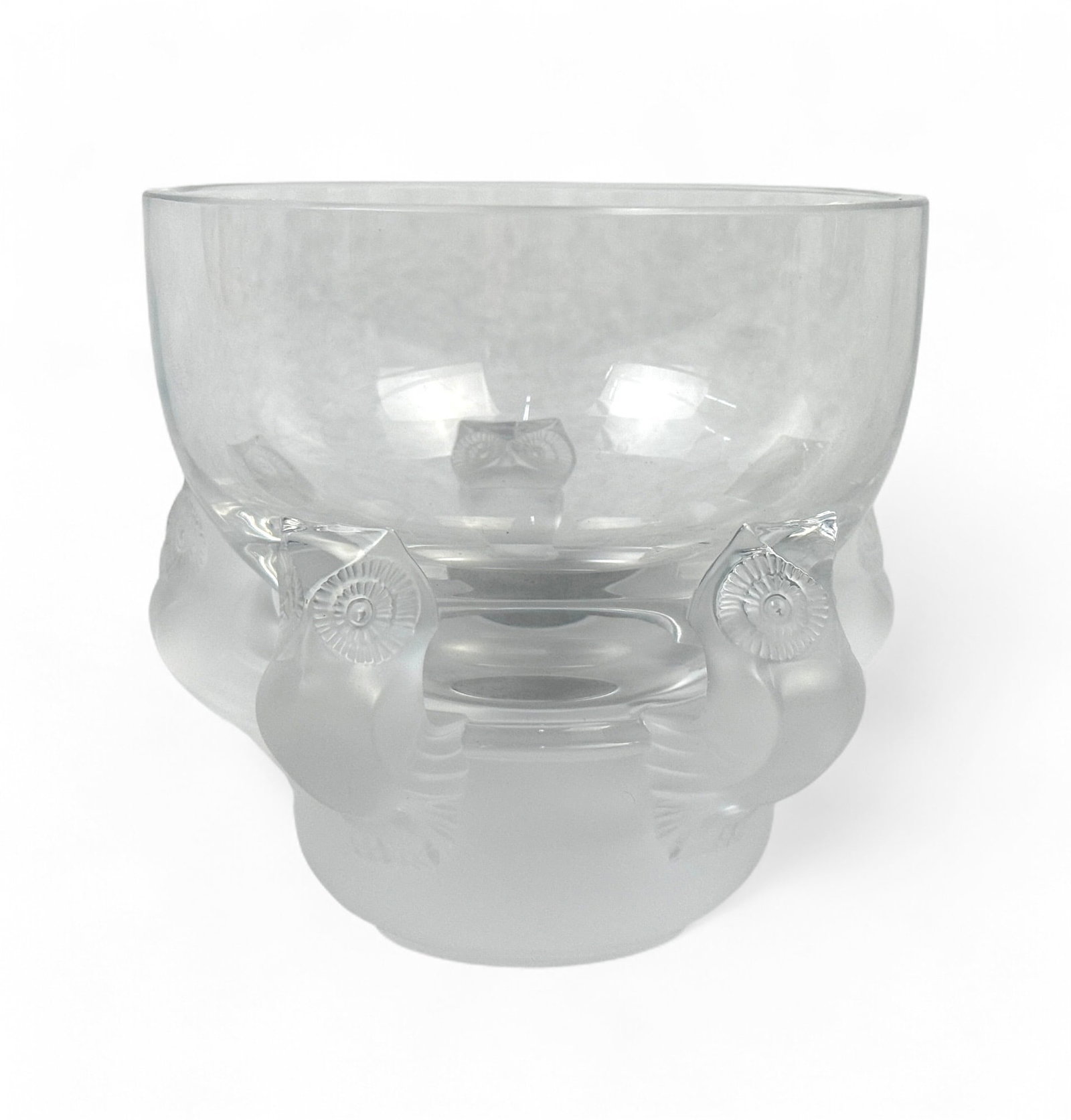 Lalique France Frosted Glass Owl Vase Hiboux (1 of 4)