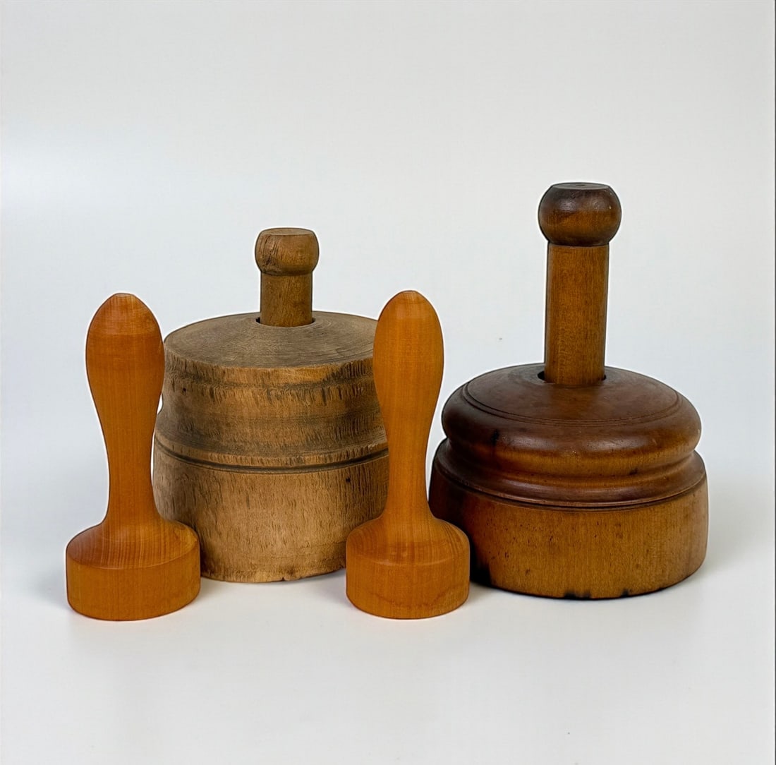 (4pc) Antique Wood Butter Molds (1 of 5)