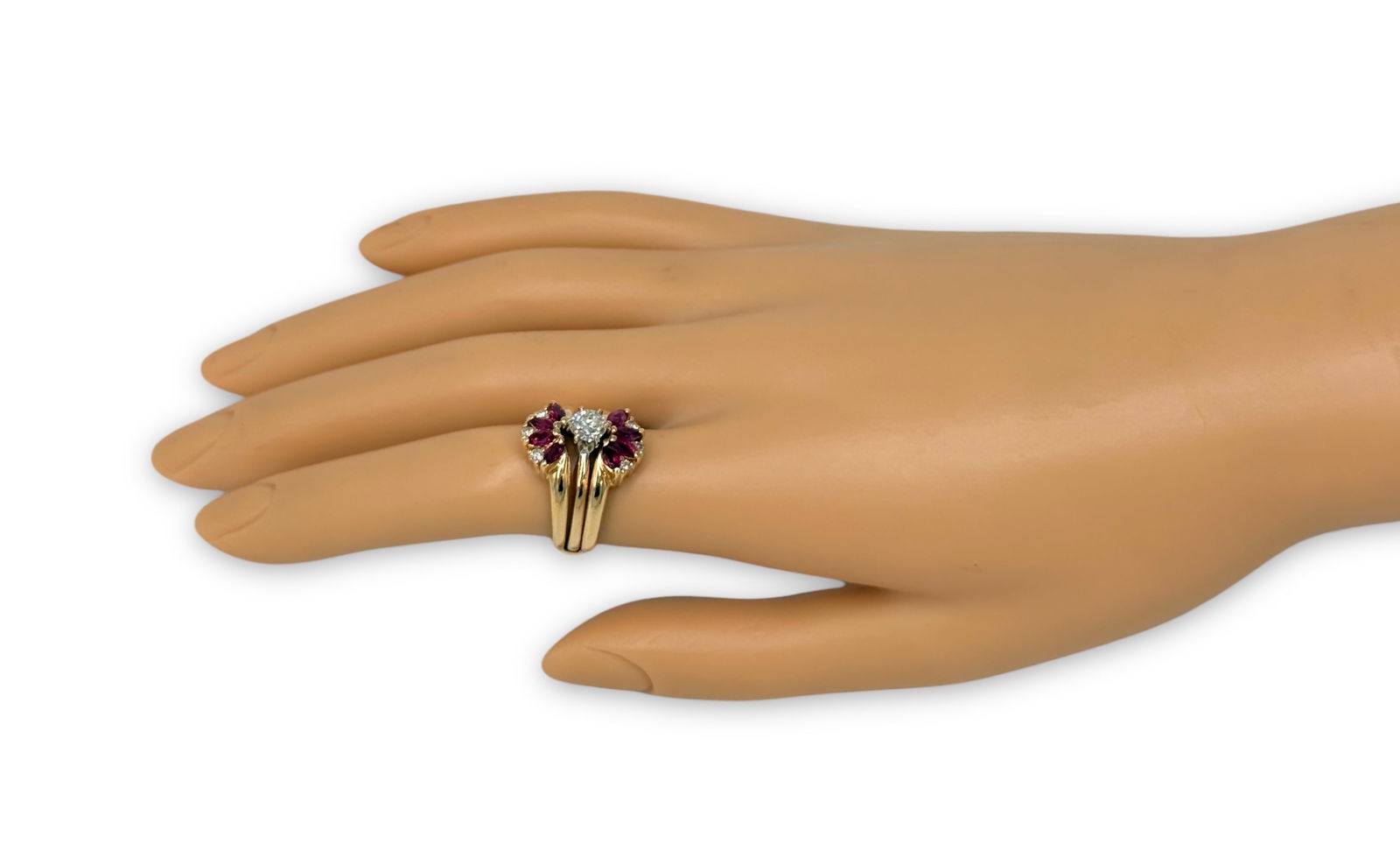 .5ct Diamond & Ruby Ring Set in 14k Gold - 5