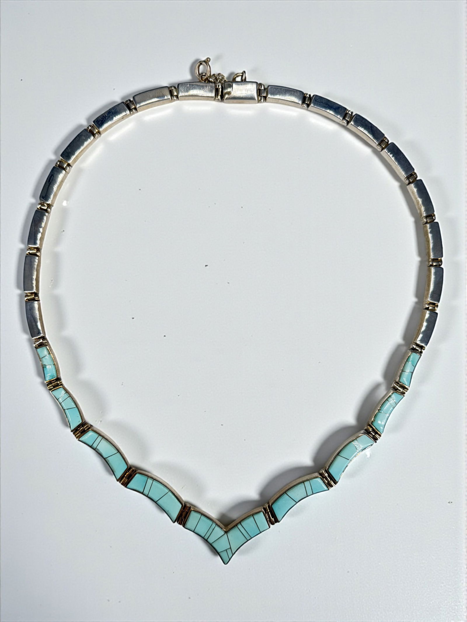 Calvin Begay Sterling Silver & Turquoise Necklace: Length: approx. 21" Weight: 54.7g Condition: The necklace is in good condition with some light surface wear, consistent with use. 