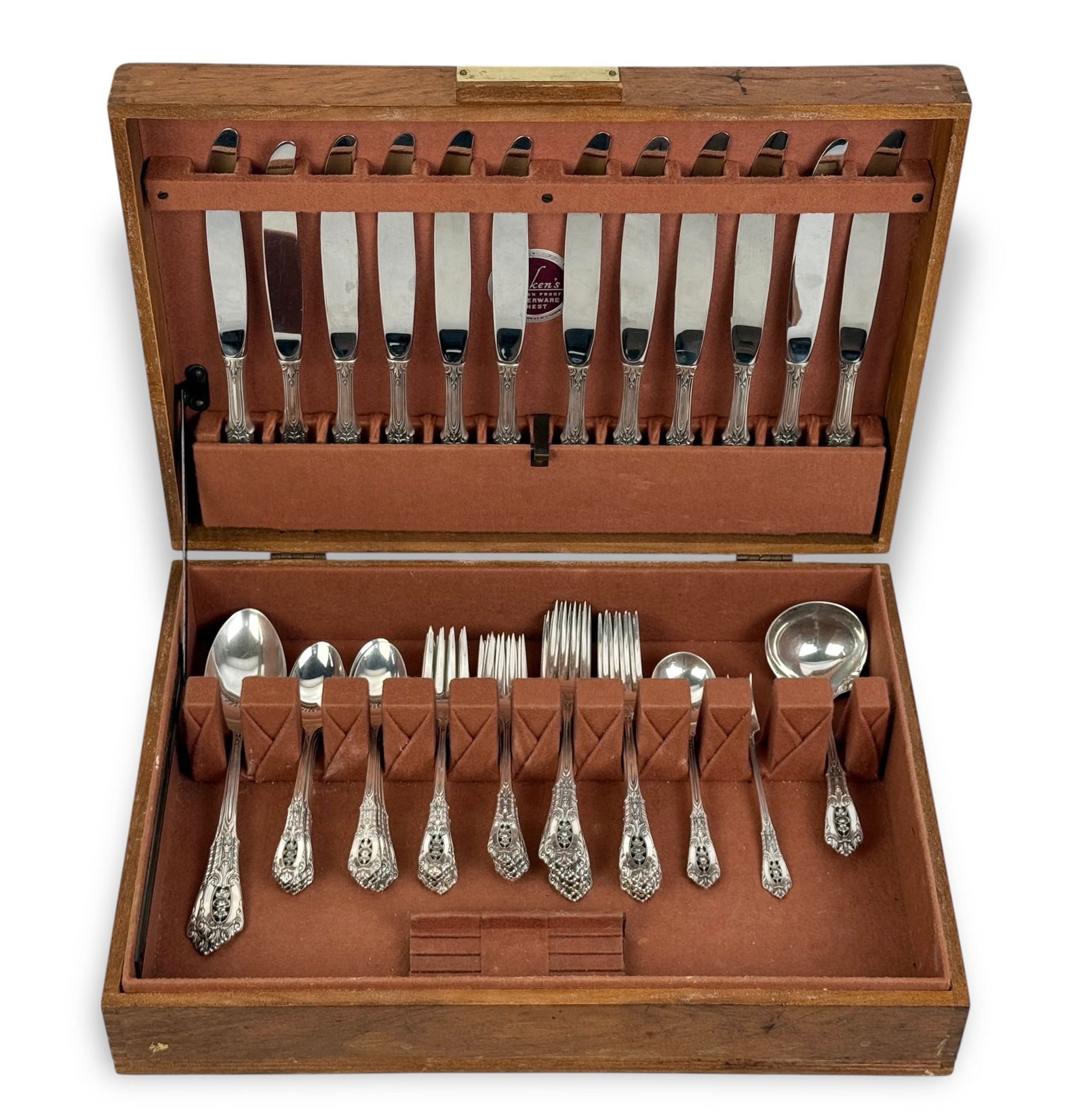 (54 pc) Wallace Rose Point Sterling Silver Flatware Set - 4