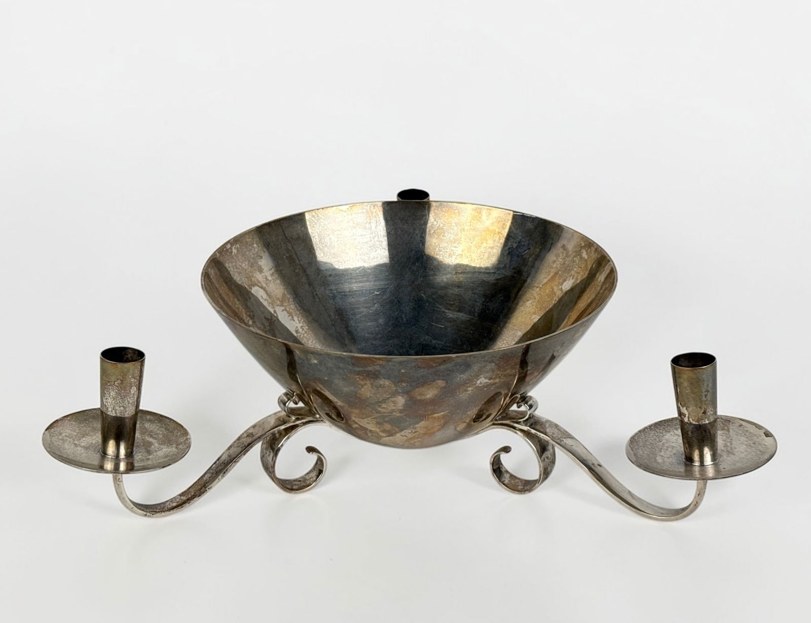 Tiffany & Co Sterling Silver Centerpiece 3 Light Candle Holder: Size: 16" D x 5" TWeight: 39.8 ozt Condition: Good with light surface scratches and tarnishing consistent with age and use. No Monograms.