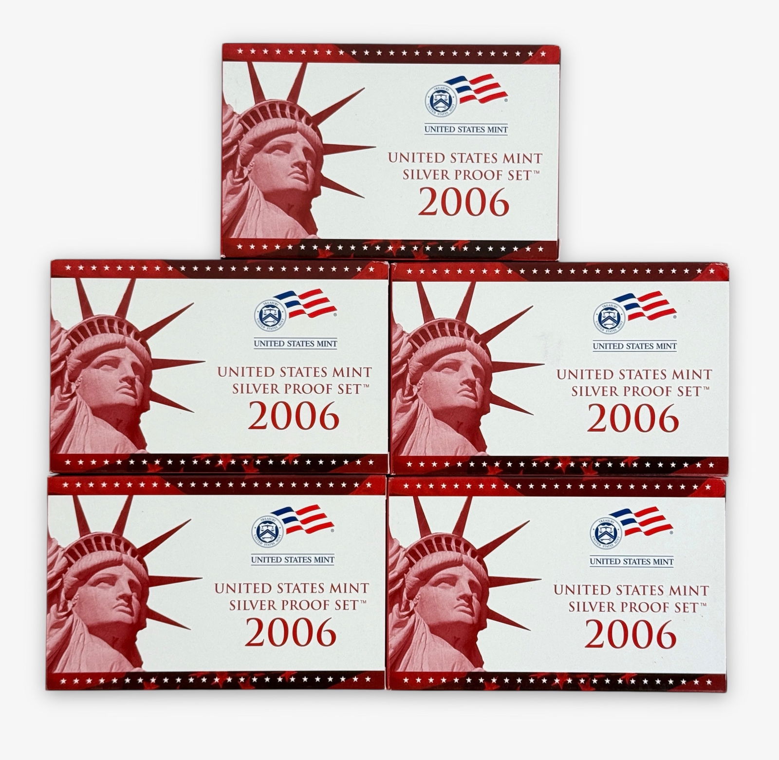 (5) 2006 US Mint Silver Proof Sets: In boxes. See images for details. 