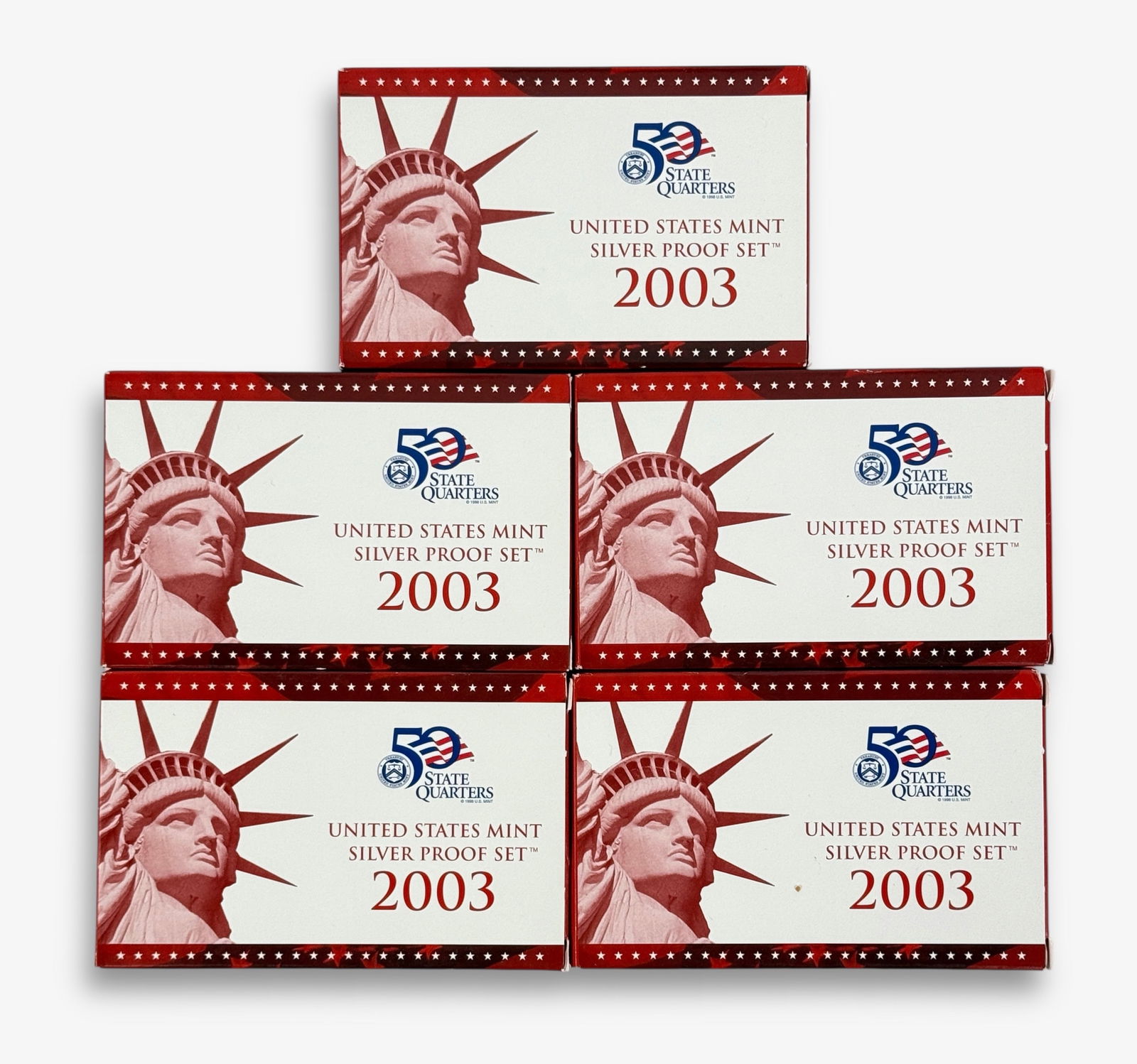 (5) 2003 US Mint Silver Proof Sets: In boxes. See images for details. 