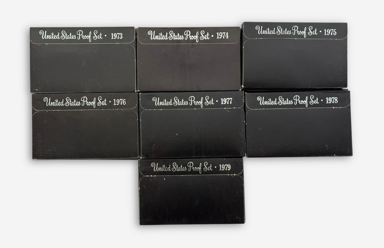 (35) 1970s US Mint Proof Sets: 1973-1979All in original boxes Condition: See images for details. 