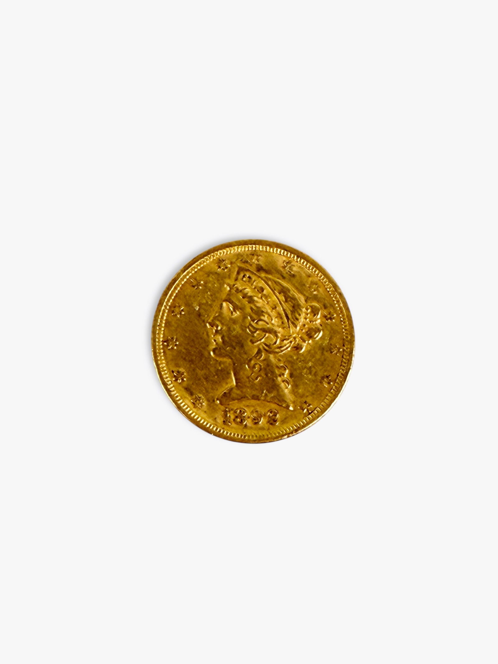 1892 US Liberty Head Half Eagle $5 Gold Coin: Condition: See images for details. 
