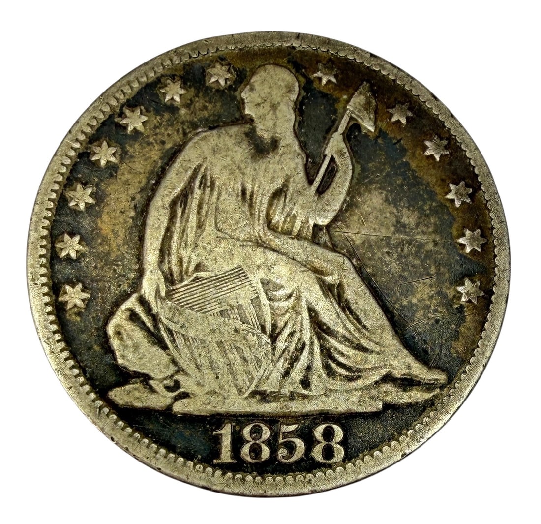1858 Seated Liberty Half Dollar: Condition: See images for details. 
