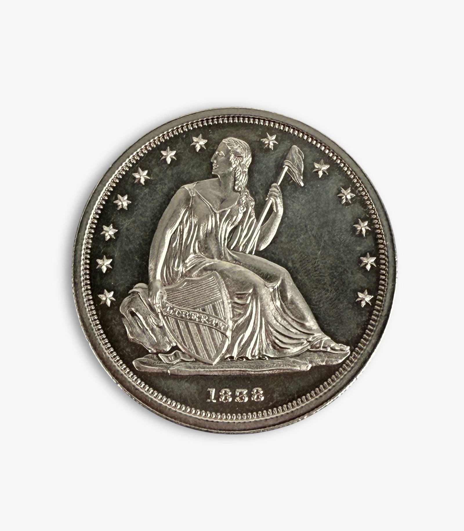 (1) 2 Ozt Seated Liberty Silver Round: (2) Ozt Of Silver TotalCondition: Very Good circulated condition