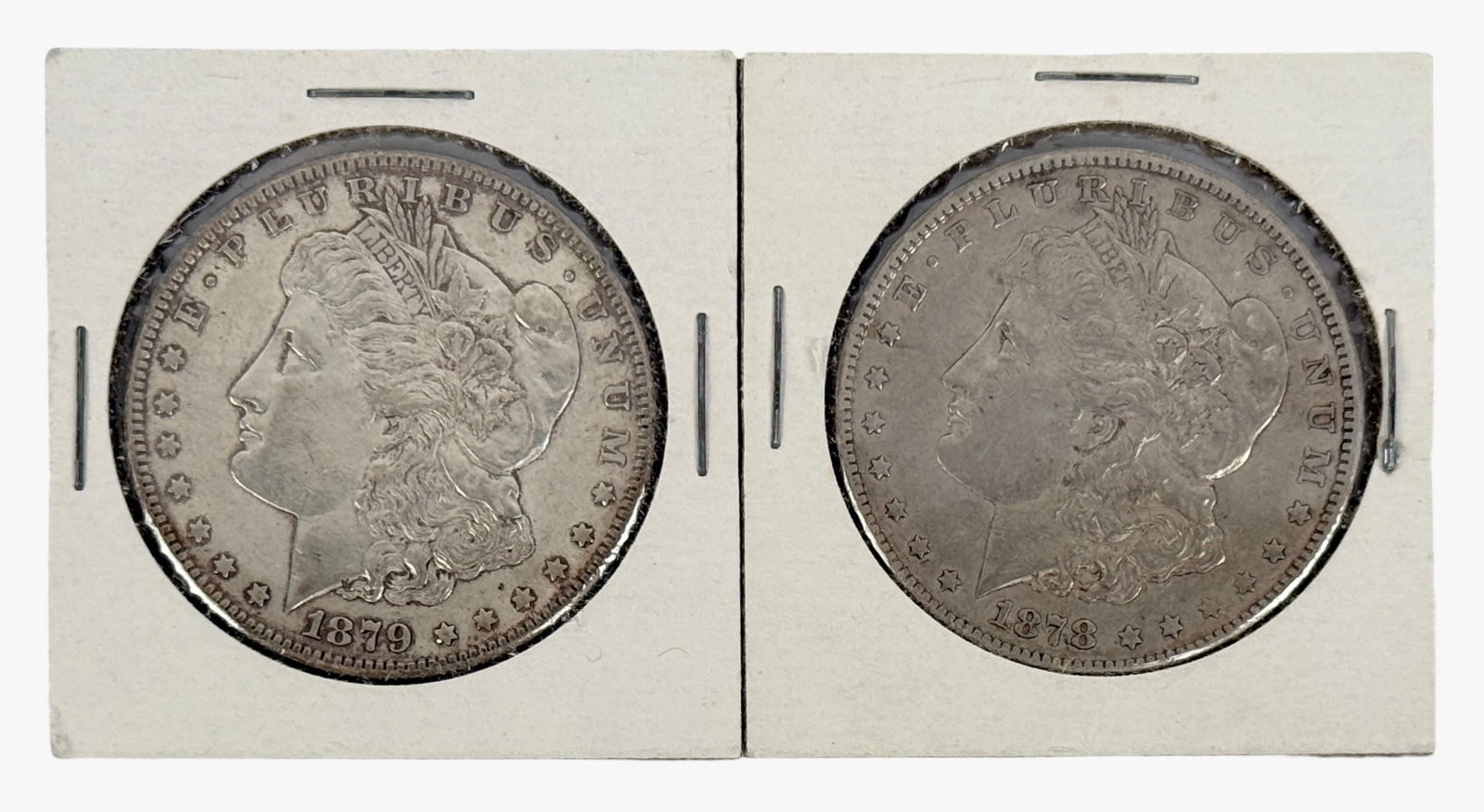 1878 and 1879 S Morgan Silver Dollars: See photos for details. 