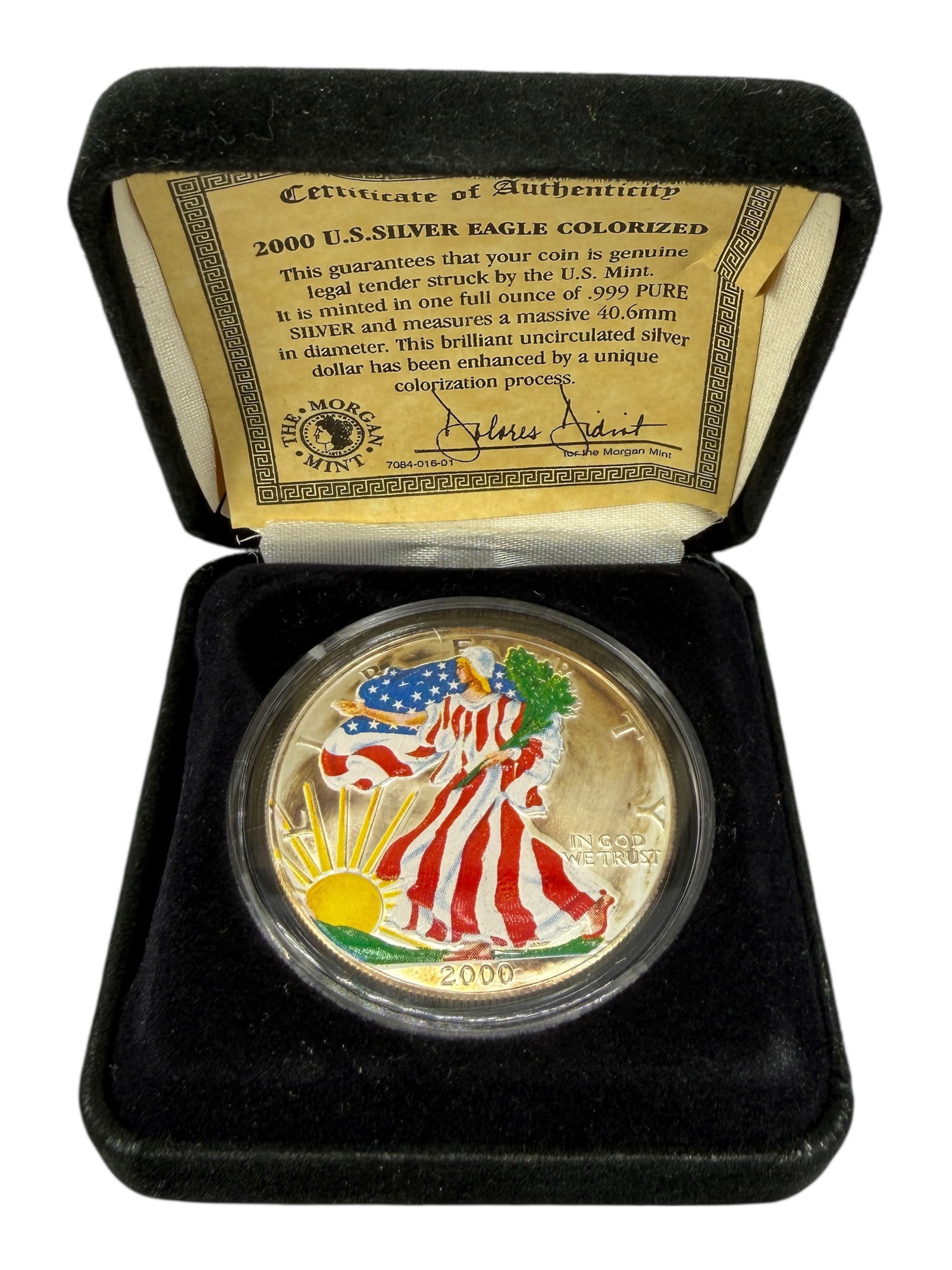 2000 U.S. Silver Eagle Colorized: Condition: Comes in box with certificate of authenticity. See images for details. 
