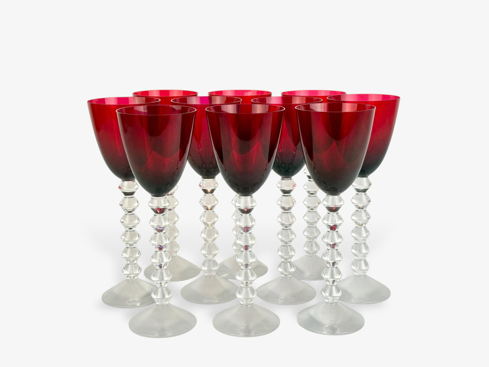 (10) Baccarat Vega Ruby Red Wine Glasses (1 of 5)