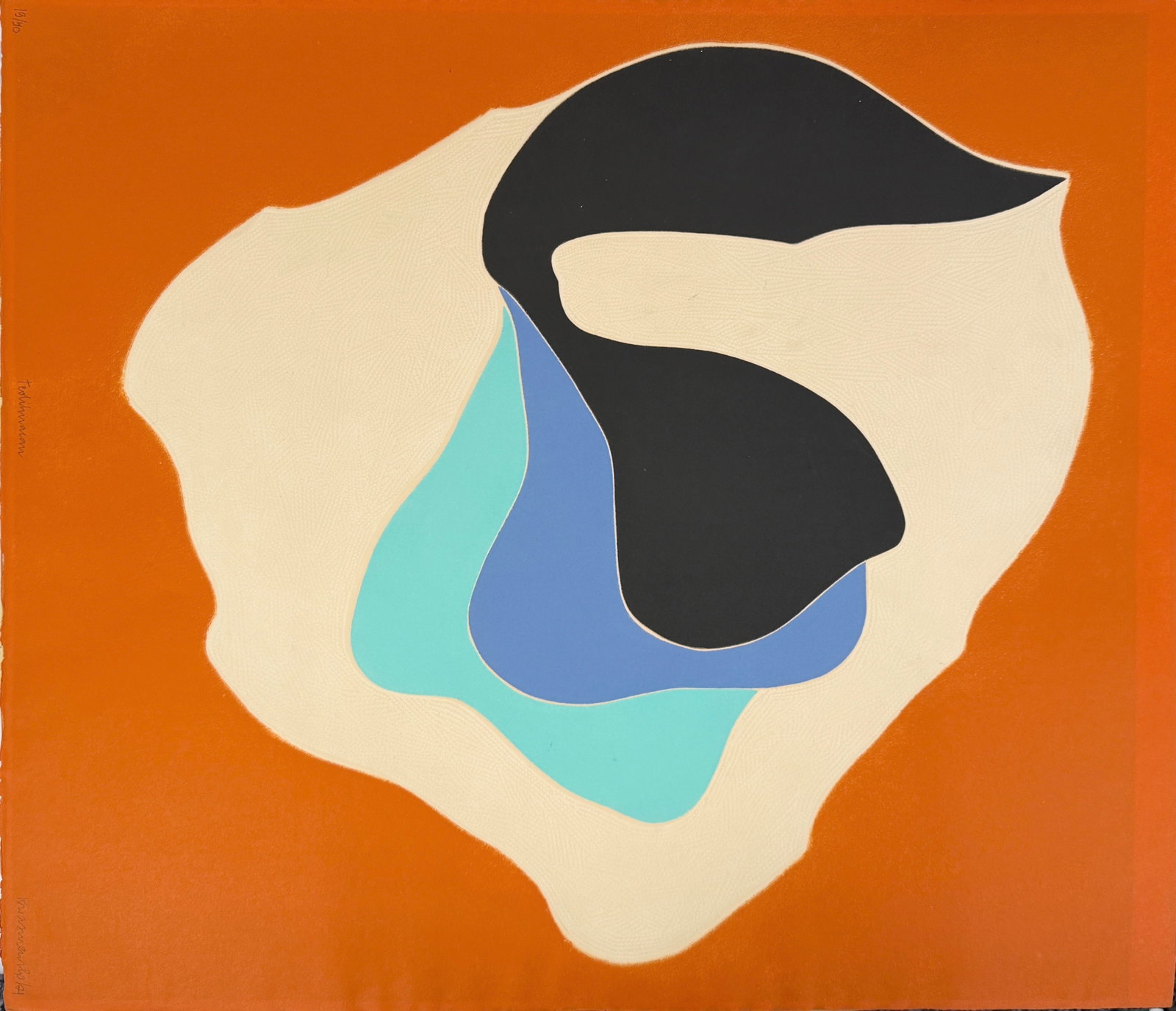 Barbara Kwasniewska "Teotemuacan" Print: Hand-signed, titled, and numbered. Limited Edition: 19/40 Dimensions: 34 1/4" x 29 1/2" Condition: There is toning to the image with some markings to the lighter