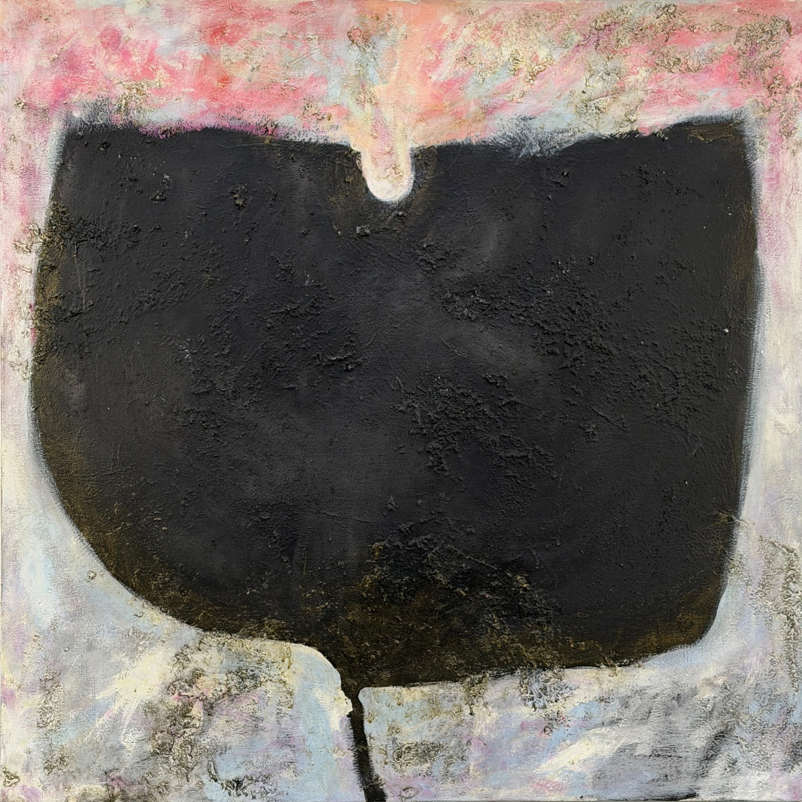 Eric Dubnicka Multimedia on Canvas: Signed on verso. Dimensions: 40" x 40" Condition: The painting is in good condition. 