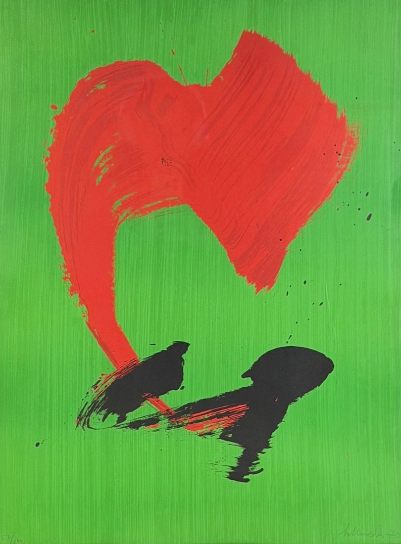 Gerard Schneider "Composition Abstraite IV" Screenprint: Signed lower right and numbered lower left. Limited Edition: 57/100 Image: 25" x 19" Frame: 32" x 25" Condition: The print is in good condition. The frame has