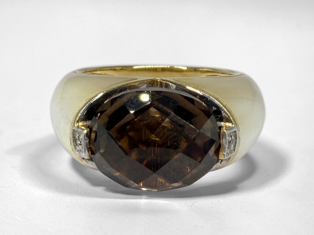 Ladies 14K Gold & Smoky Quartz Ring (1 of 4)