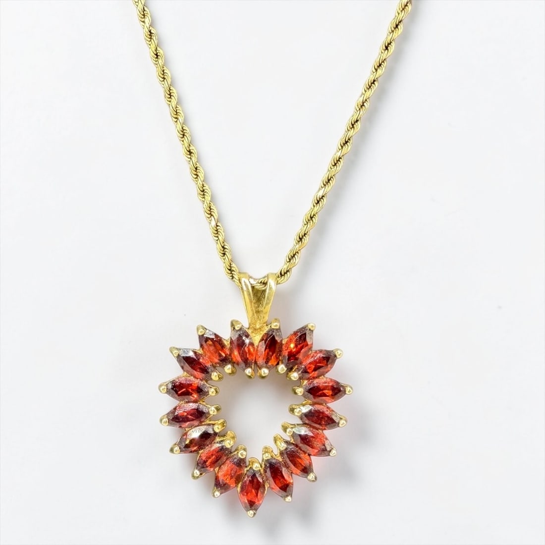 14K Garnet Pendant & 14K Gold Chain (1 of 2)