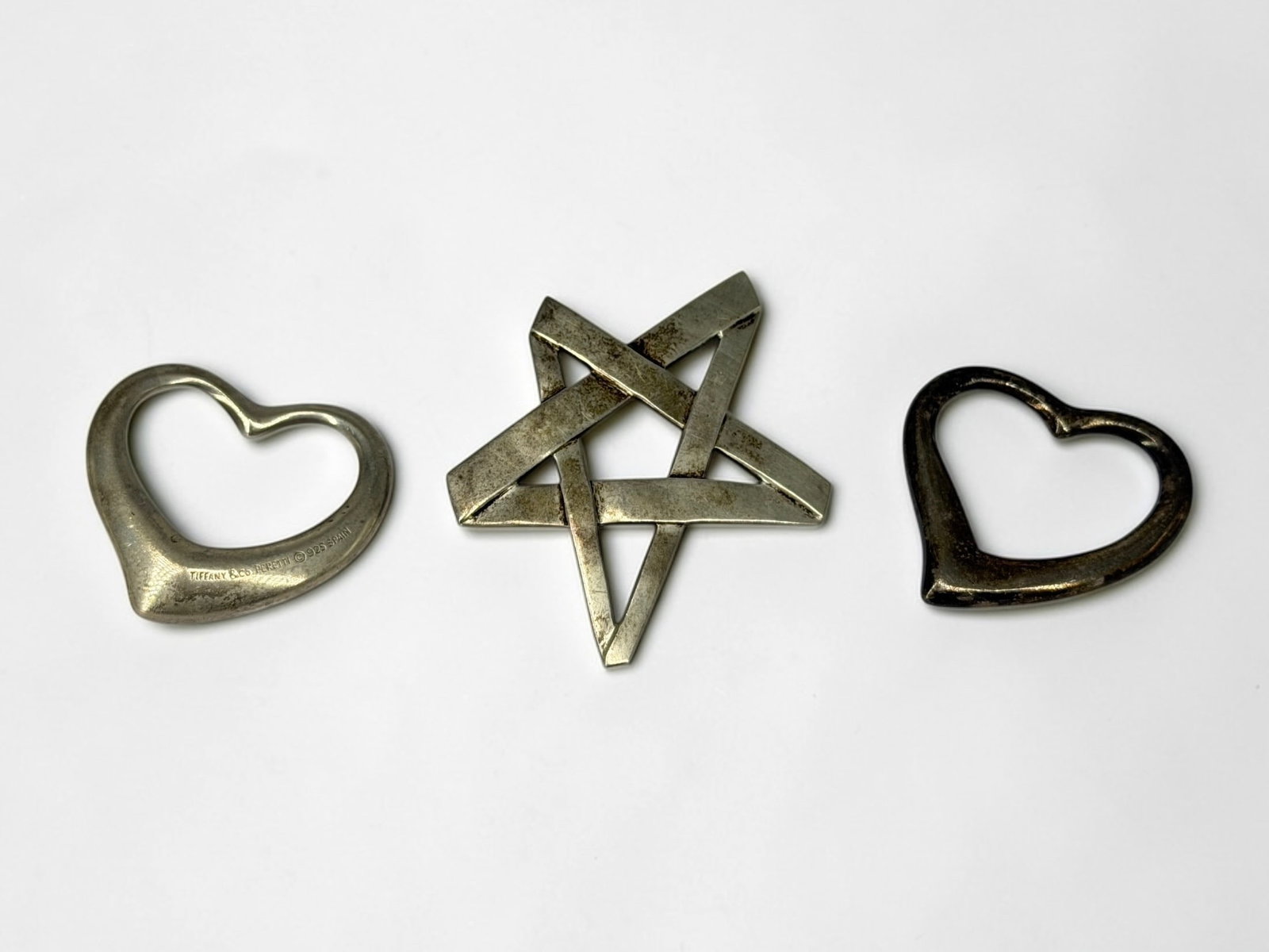 (3) Tiffany & Co Sterling Pendants: Total Weight: 33gDimensions: 1 3/4" x 1 3/4" Largest Condition: See images for details. 