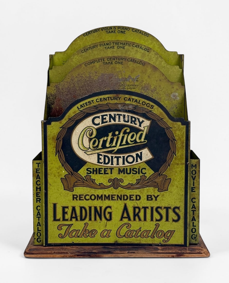 Antique Century Certified Edition Sheet Music Display Rack: Dimensions: 14" x 11" x 5" Condition: General wear to the paint throughout, consistent with age. 
