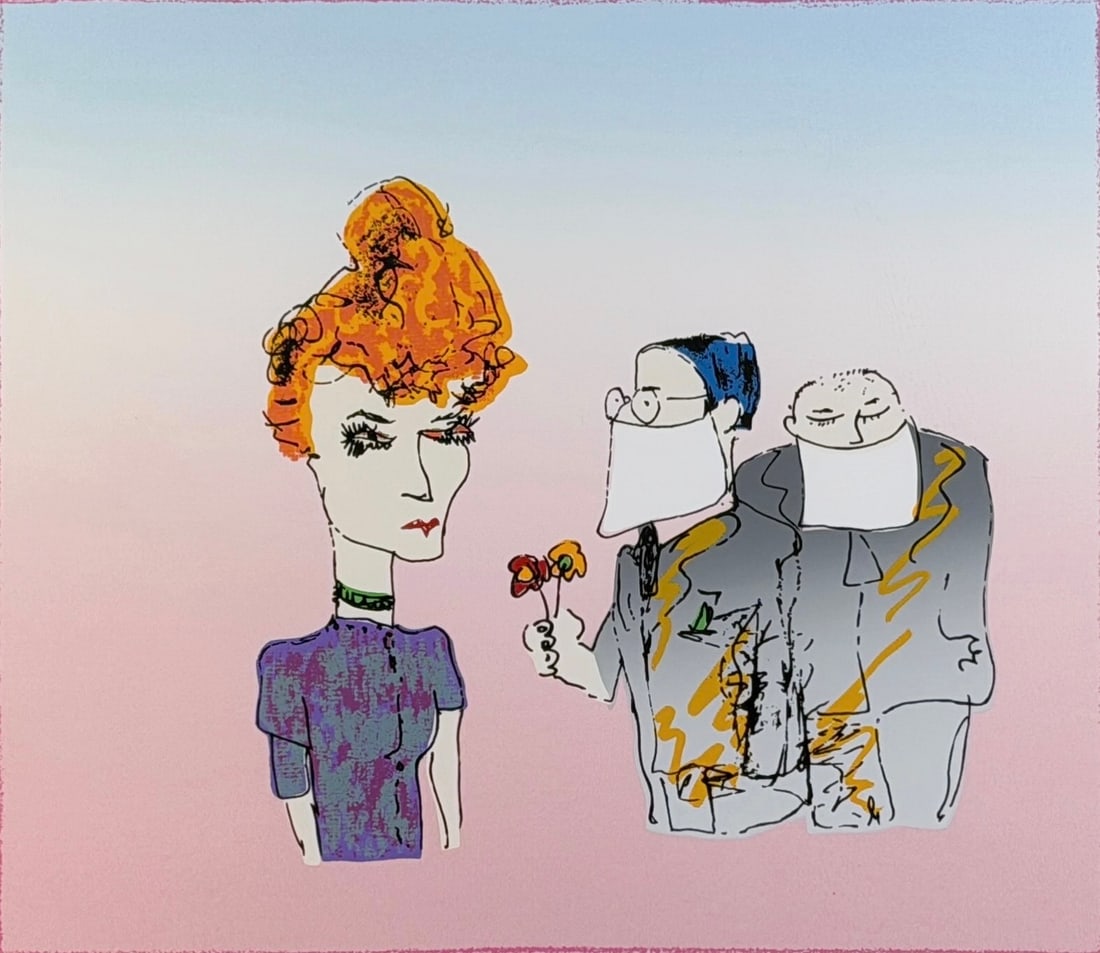 John Lennon "Suitors" Serigraph: Stamped lower right and numbered lower left. Limited Edition: 157/300 Certificate of Authenticity included. Image: 17" x 18" Frame: 25" x 26" Condition: T