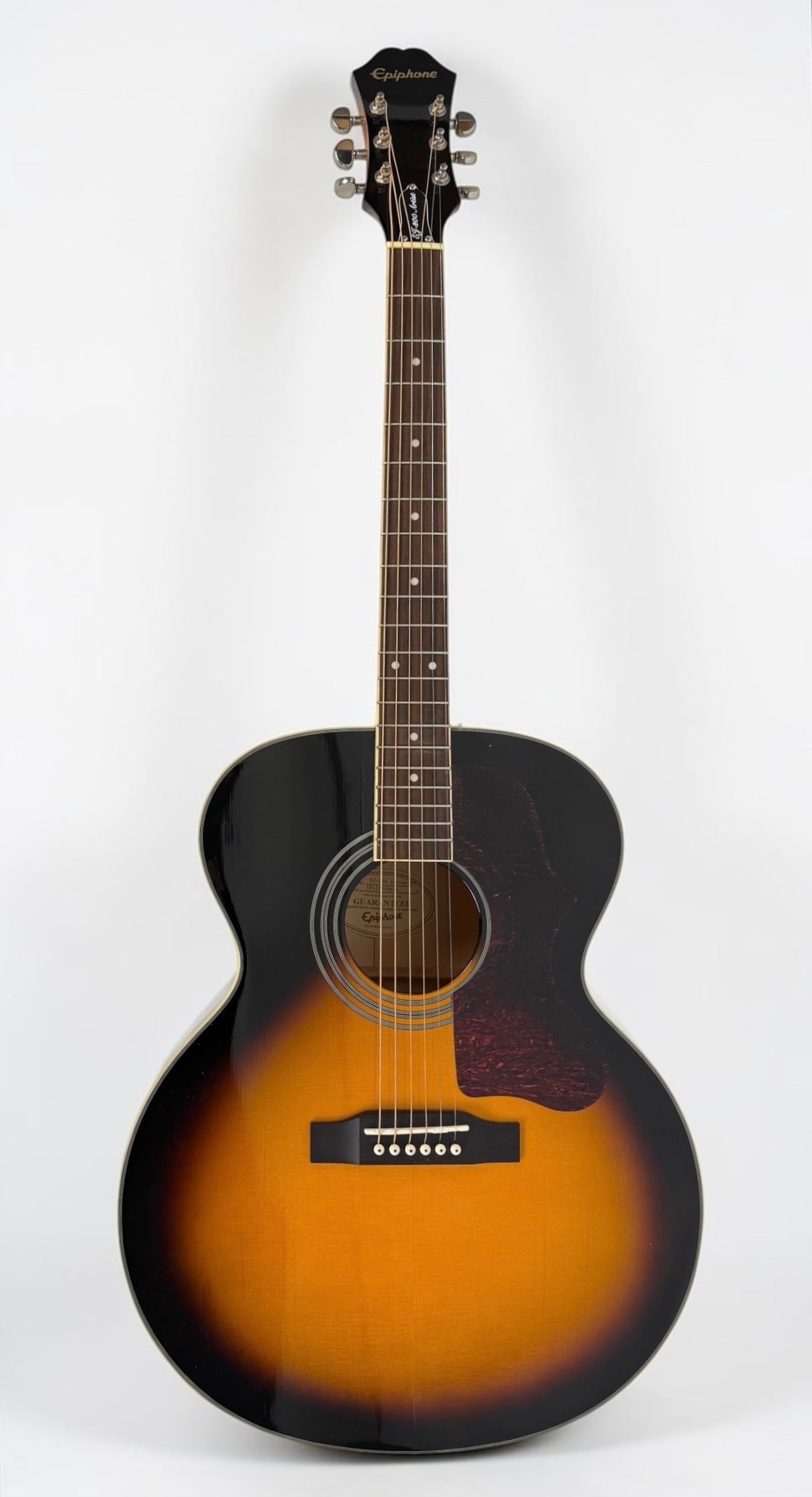 2010 Epiphone EJ-200 Artist VS Acoustic Guitar: Color: Sunburst Serial Number: 10122318626 Dimensions: 43" Long Condition: The guitar is in good condition. 