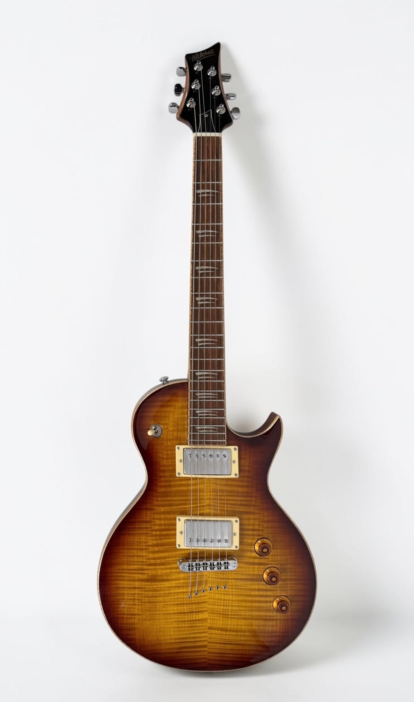 2021 Mitchell MS450 Electric Guitar: Color: Sunburst Serial Number: IV 2105190003 Case: Hard Case Dimensions: 38" Long Condition: The guitar is in good condition. Light wear and tear to the case. 