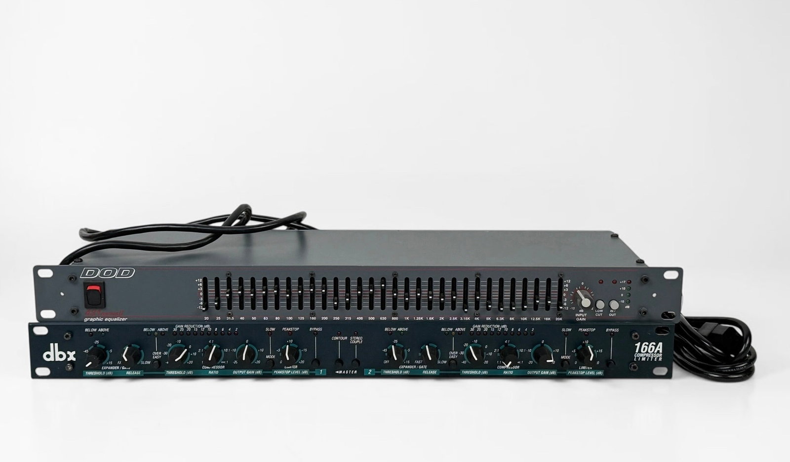 DOD 431 Series II Graphic Equalizer & DBX 166A Compressor: Dimensions: 11 1/2" x 22" x 2 1/2" each box. Condition: In original packaging. Items are in good condition. Not tested in-house. 