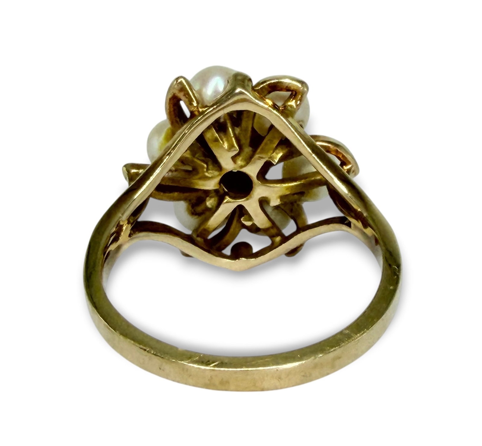 10K Gold Pearl Ruby Ladies Ring - 3