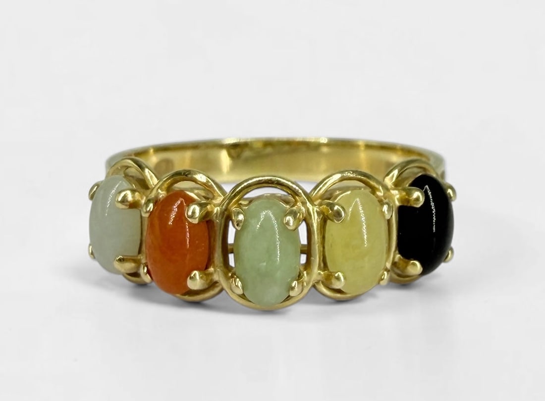 14K Gold Multi Stone Ladies Ring: Size: 7 Weight: 2.6 Condition: Good