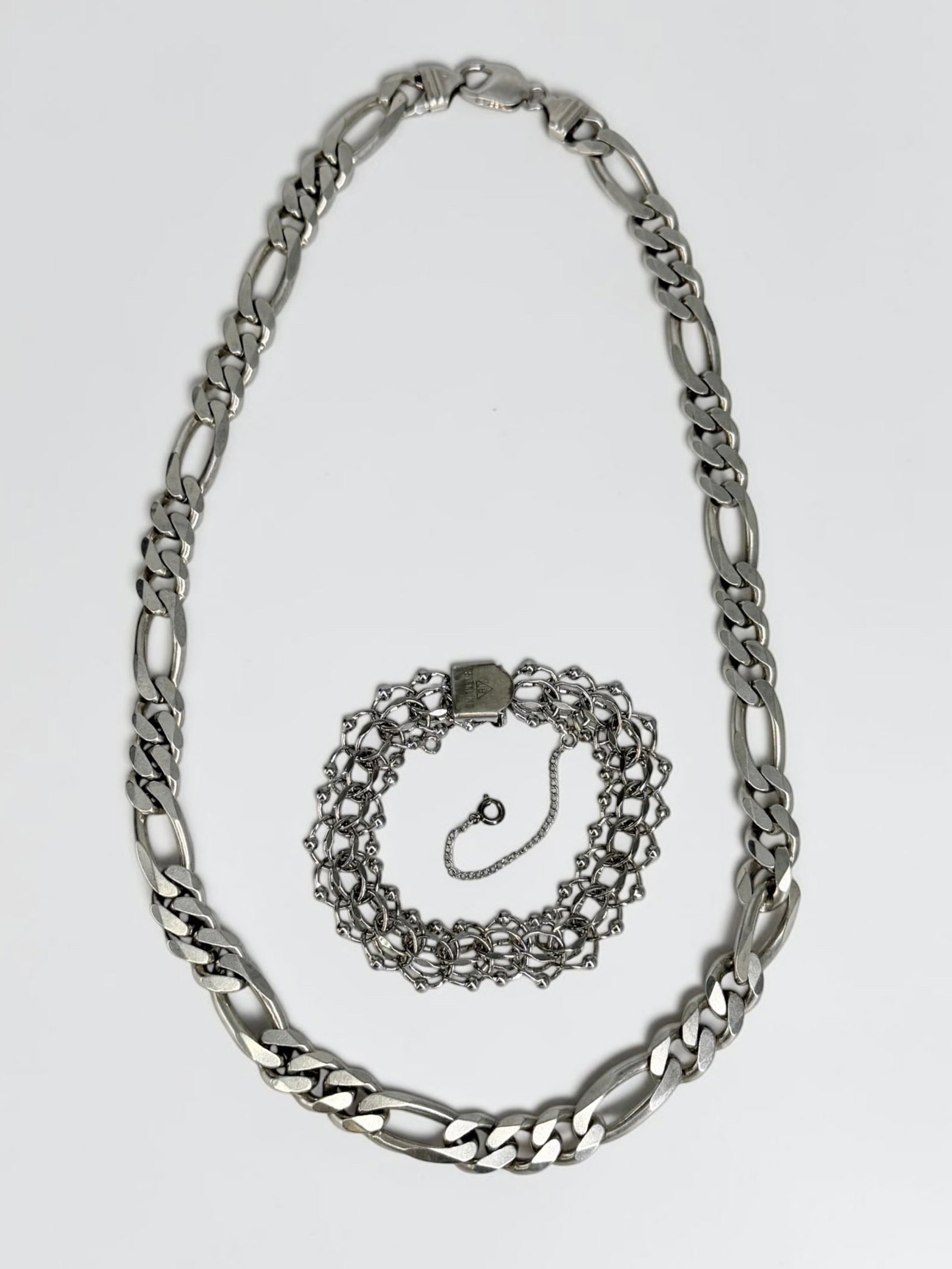 Sterling Cuban Link Necklace & Sterling Bracelet (1 of 6)