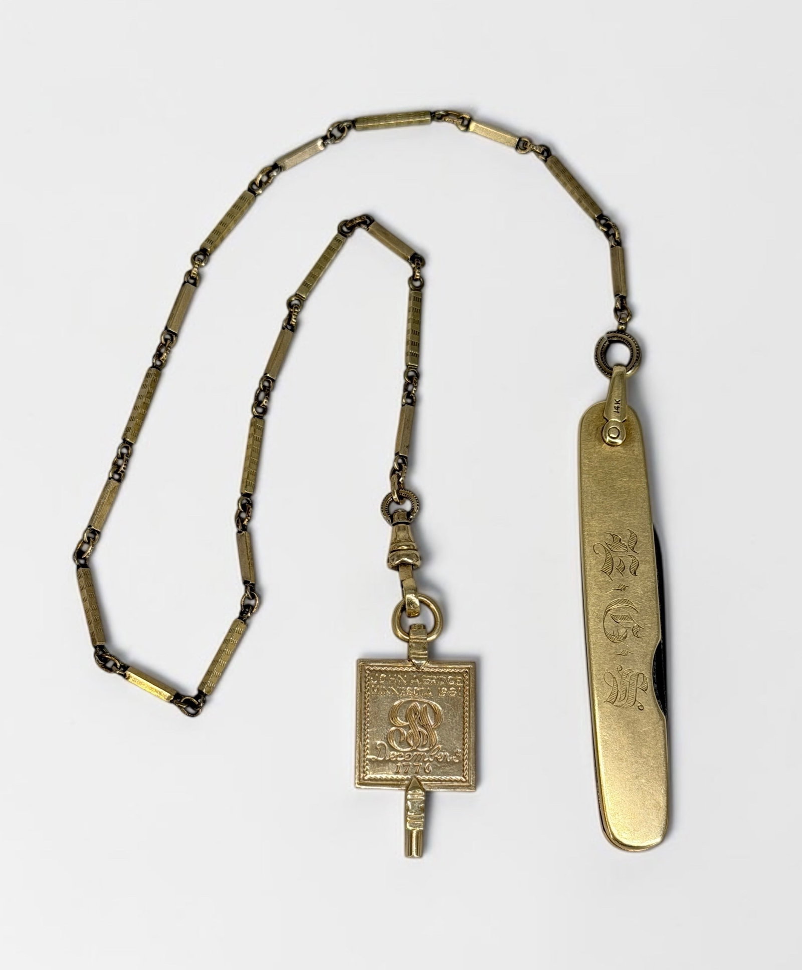 14K Gold Pocket Knife W/ Gold Filled Chain (1 of 7)