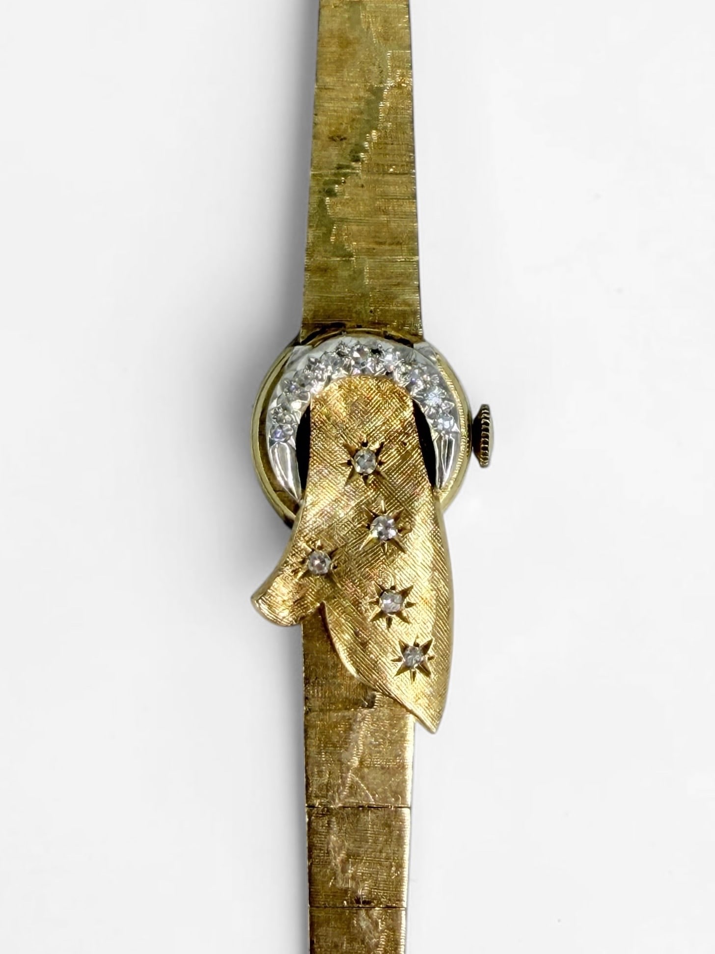 14K Gold Diamond Le Femme Bracelet Watch: Length: 7" Total Weight Including Movement: 29.3g Condition: Good-watch not running when tested