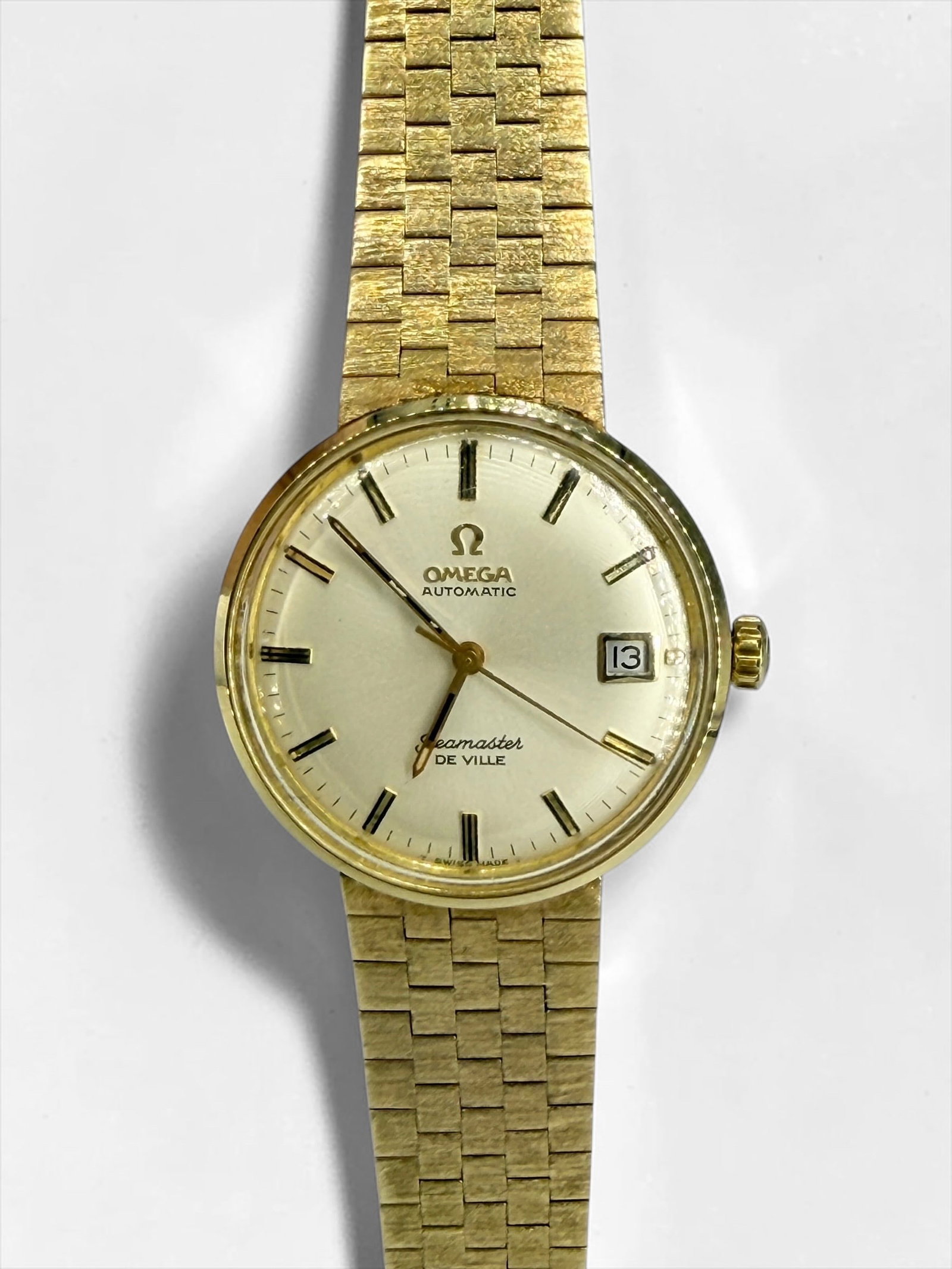 Vintage 14K Gold Omega Seamaster Automatic Date Wrist Watch: Key Details: Brand: