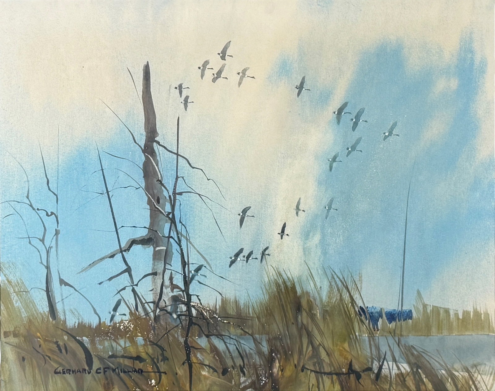 Gerhard Miller “Bird Migration" Watercolor (1 of 4)