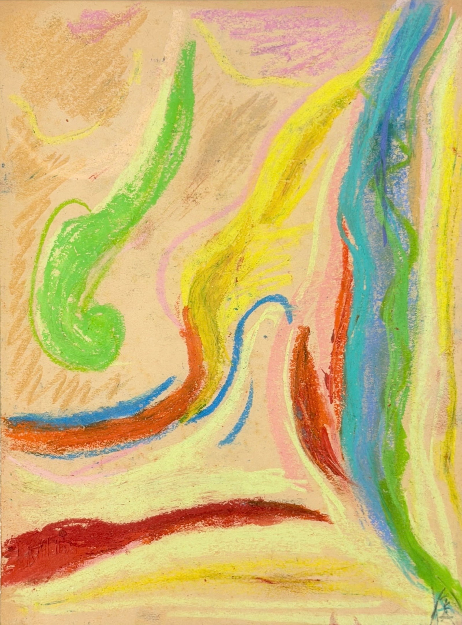 Mary Lee Abbott Oil Stick & Pastel on Paper B: Signed lower right. Provenance: Private Midwest Collection. Aquired directly from the Mary Abbott Estate. Image: 12" x 9" Frame: 14" x 11" Condition: