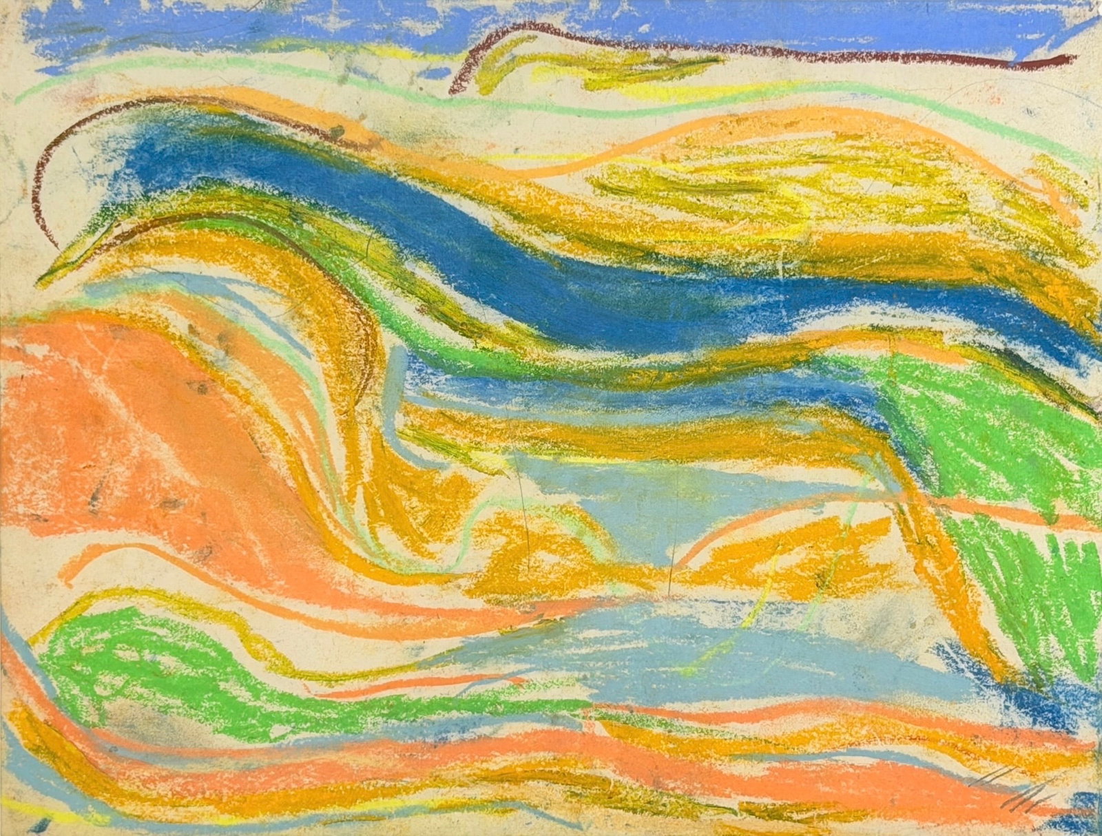Mary Lee Abbott Oil Stick & Pastel on Paper A: Signed lower right. Provenance: Private Midwest Collection. Aquired directly from the Mary Abbott Estate. Image: 9" x 11 3/4" Frame: 11" x 14" Condit