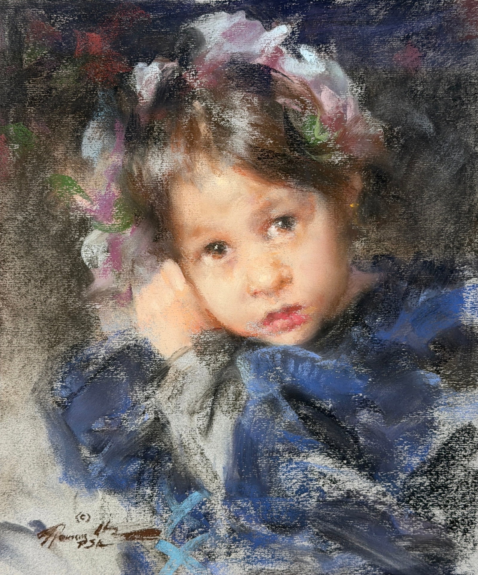 Ramon Kelly “Little Girl & Flower Crown" Pastel on Paper (1 of 6)