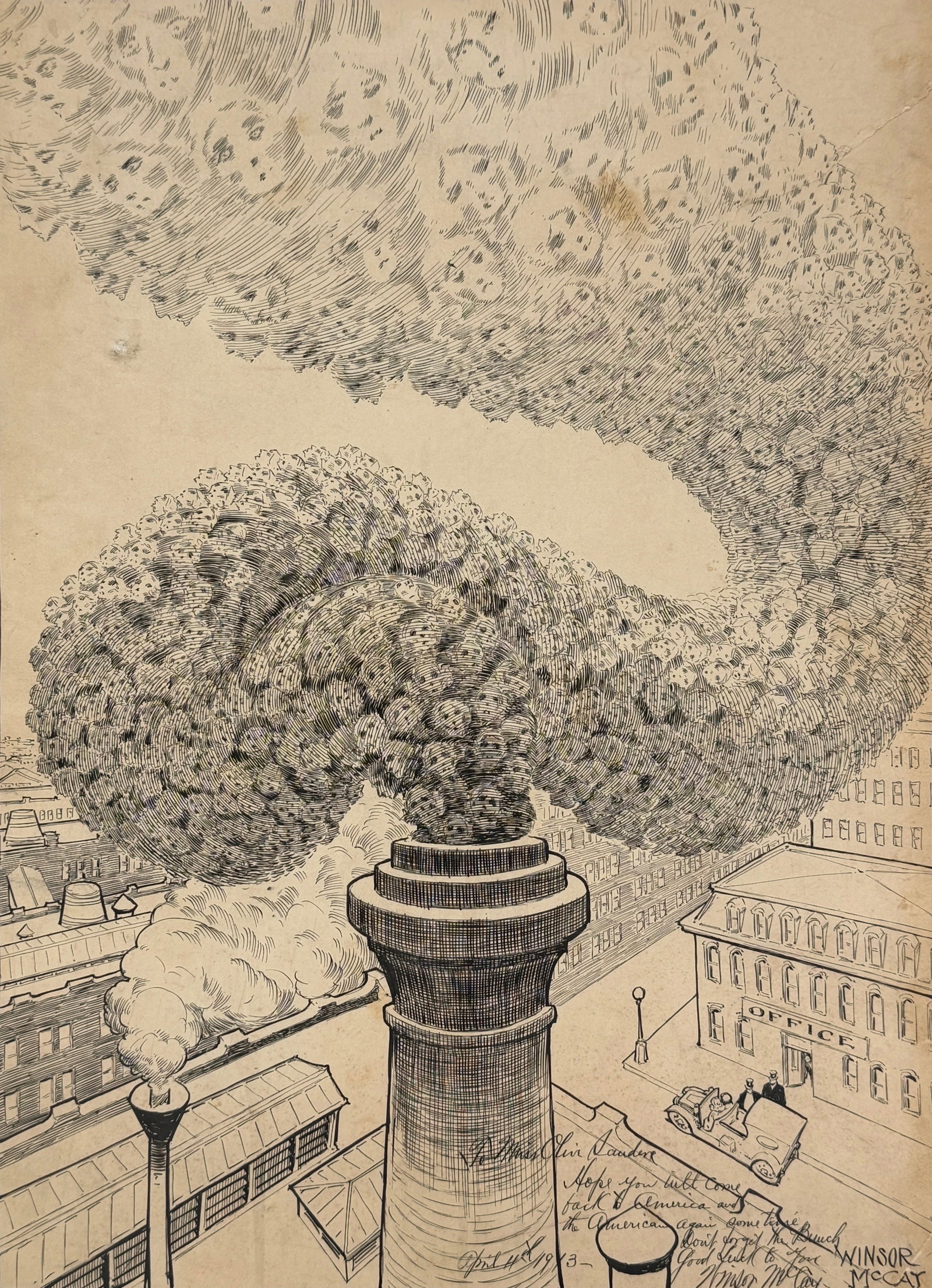 Winsor McCay “Factory Smoke" Ink on Paper (1 of 5)