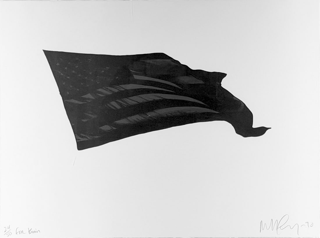 Robert Longo “Black Flag" Lithograph: Hand signed lower right and numbered lower left. Limited Edition: 24/50 Date: 1990 Image: 22 1/4" x 30" Frame: 26 1/4" x 34" Condition: The print is in good condition. Minor surface wear to the fram