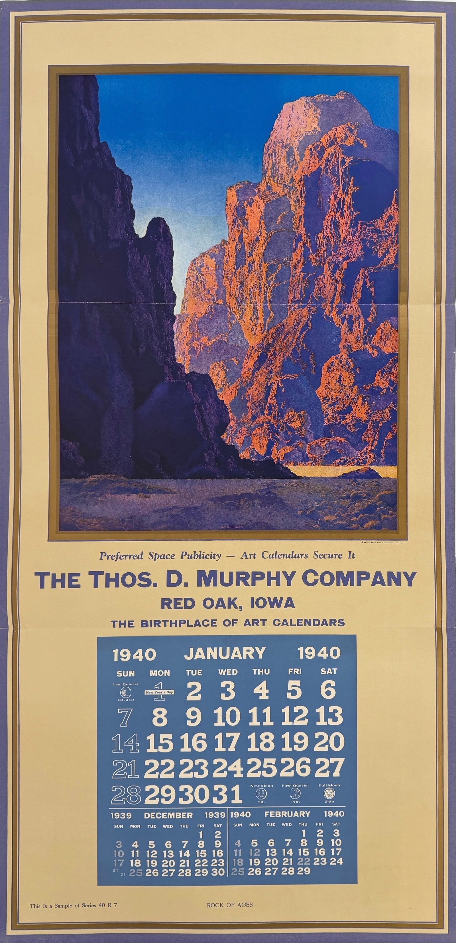 1940 Maxfield Parrish “Arizona" Art Calendar (1 of 3)