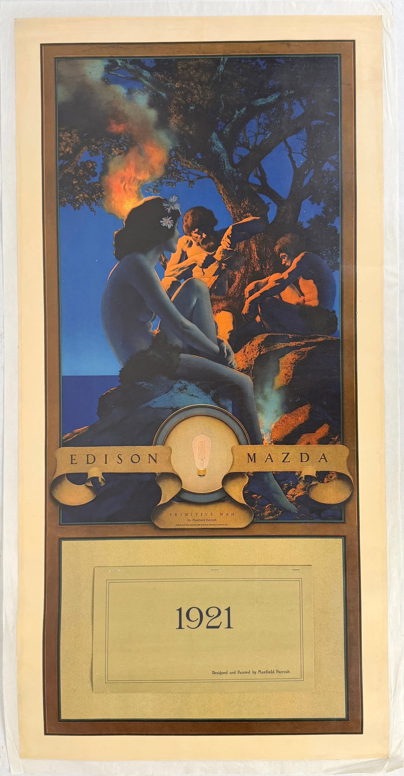 1921 Maxfield Parrish “Primitive Man" Edison Mazda Calendar (1 of 6)