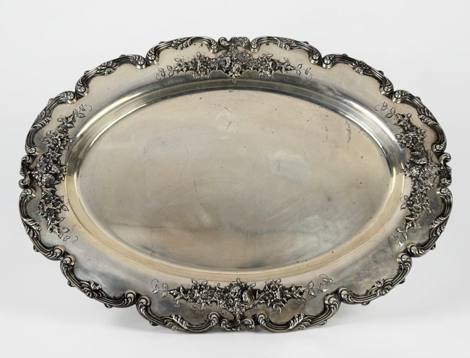 20" Floral Sterling Silver Serving Tray (1 of 4)