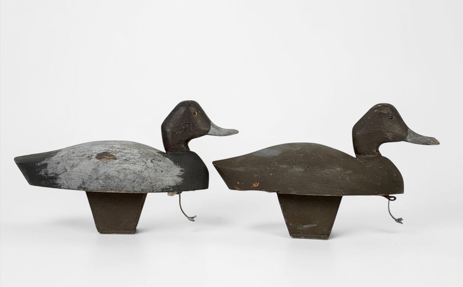 Pair of Hand Carved Wooden Antique Drake Redhead Duck Decoys (1 of 4)