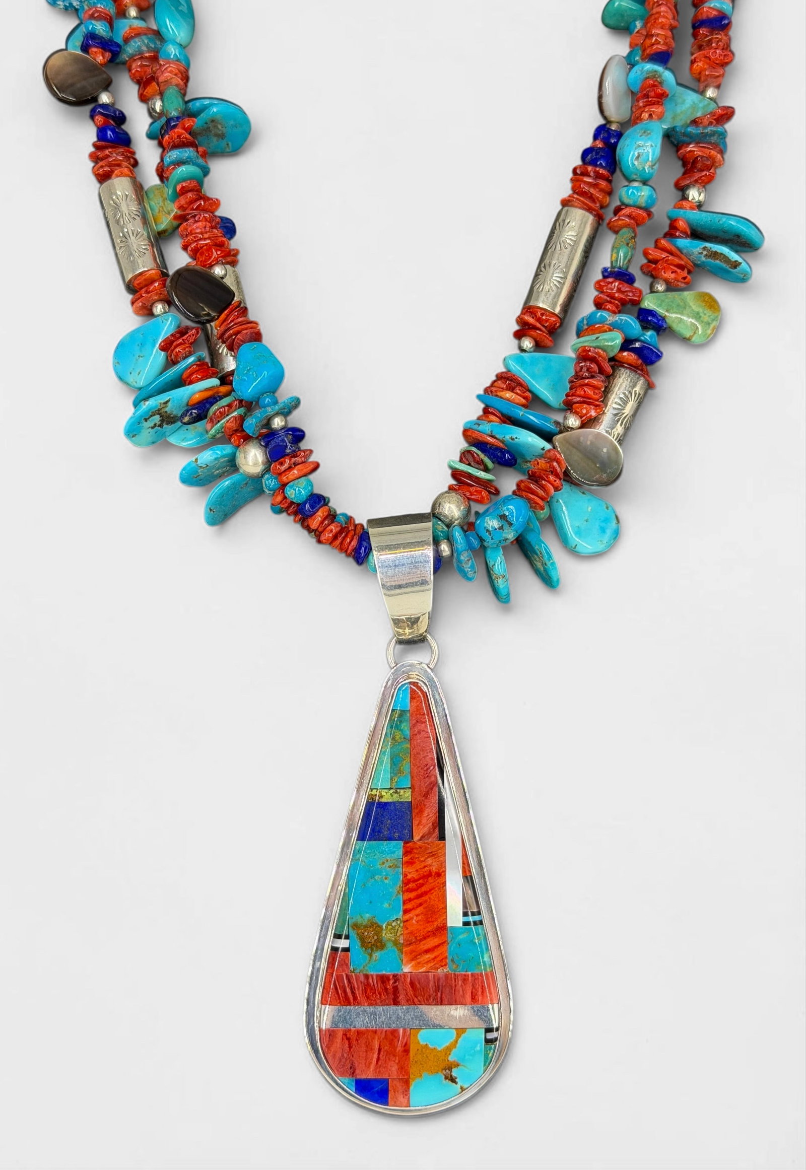 Daniel Coriz Sterling Silver & Multi-Stone Inlaid Necklace (1 of 6)