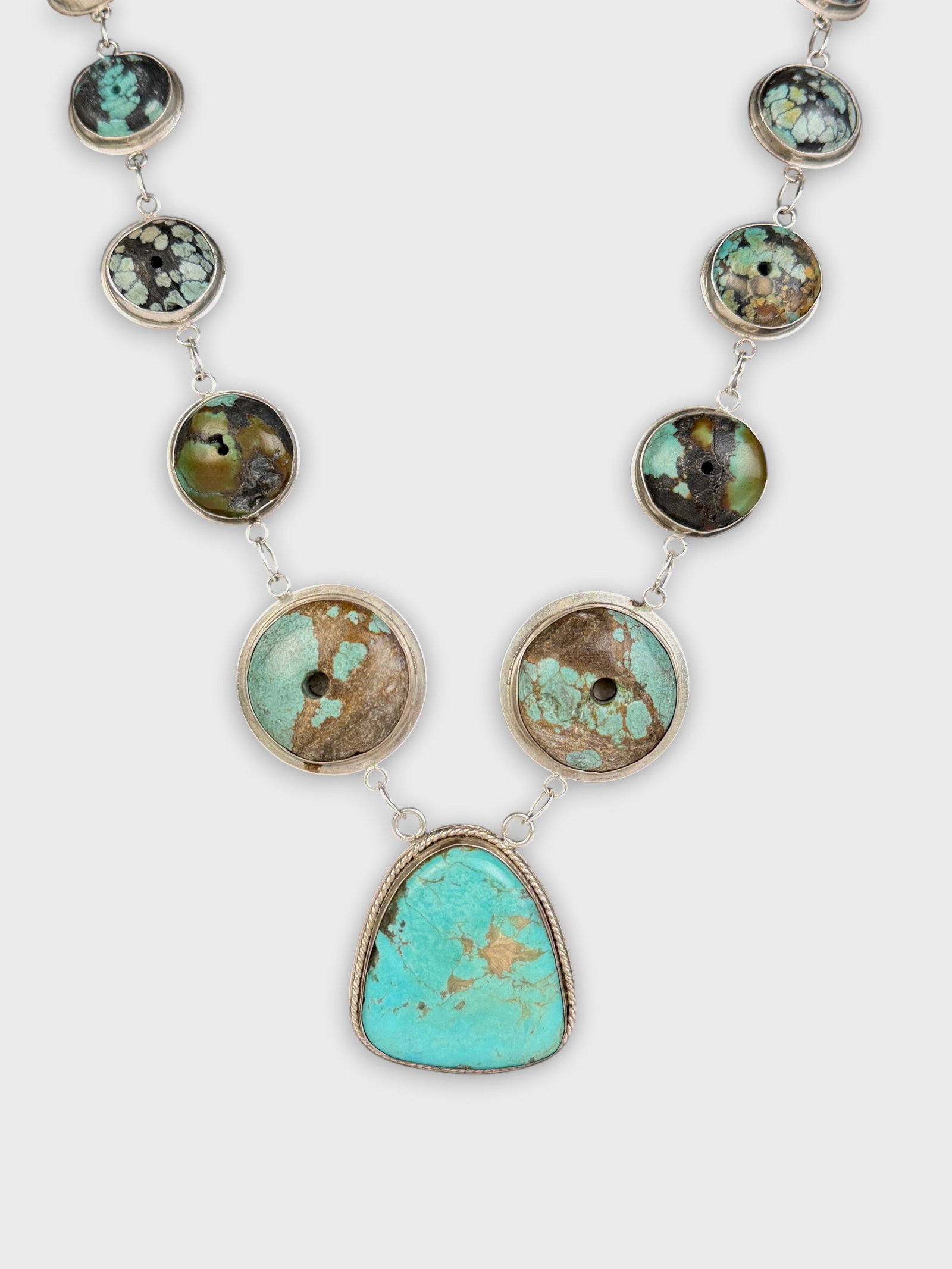 Navajo Sterling Silver & Turquoise Necklace (1 of 6)