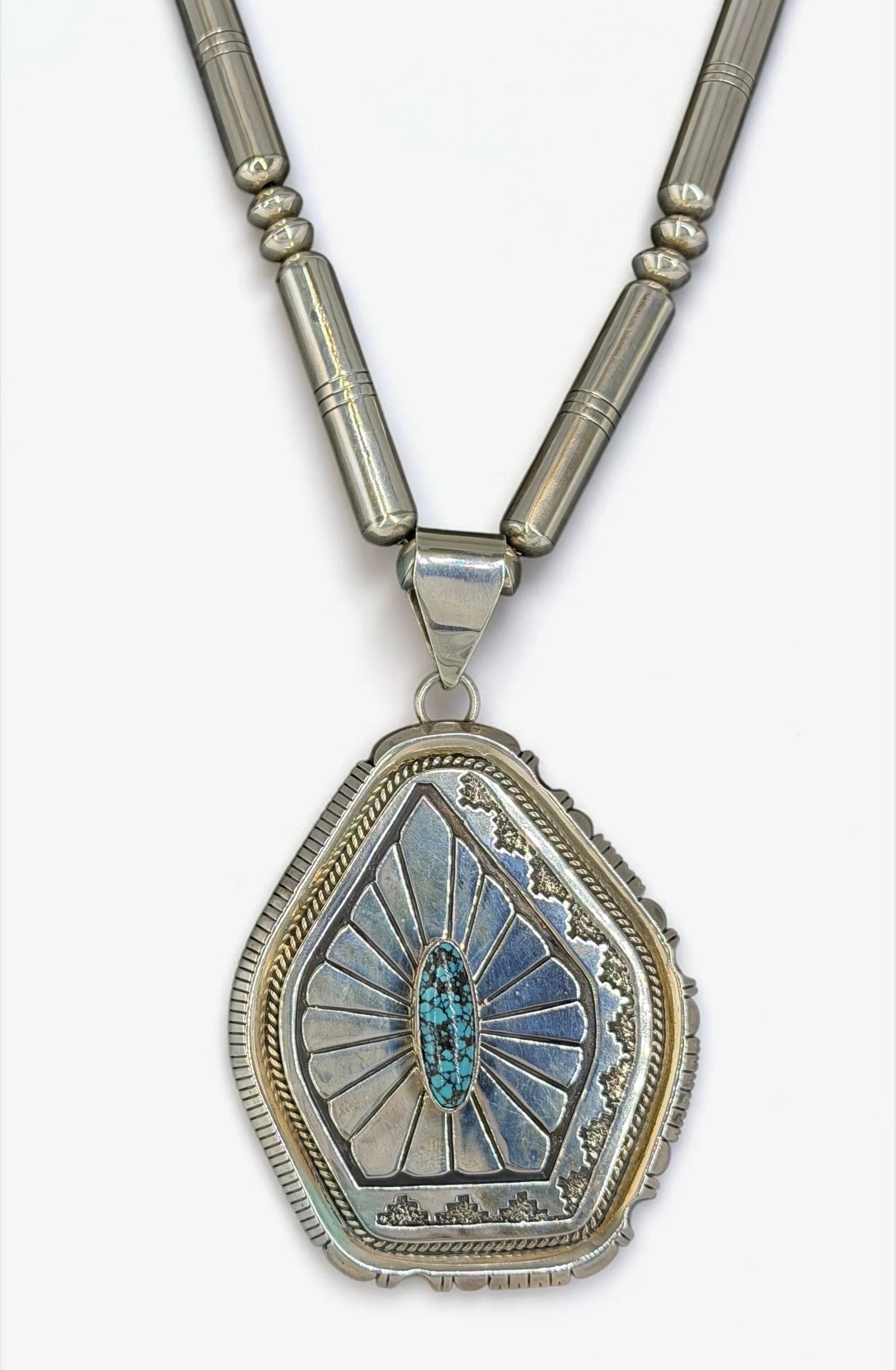 Leonard Nez Sterling Silver & Turquoise Pendant (1 of 7)