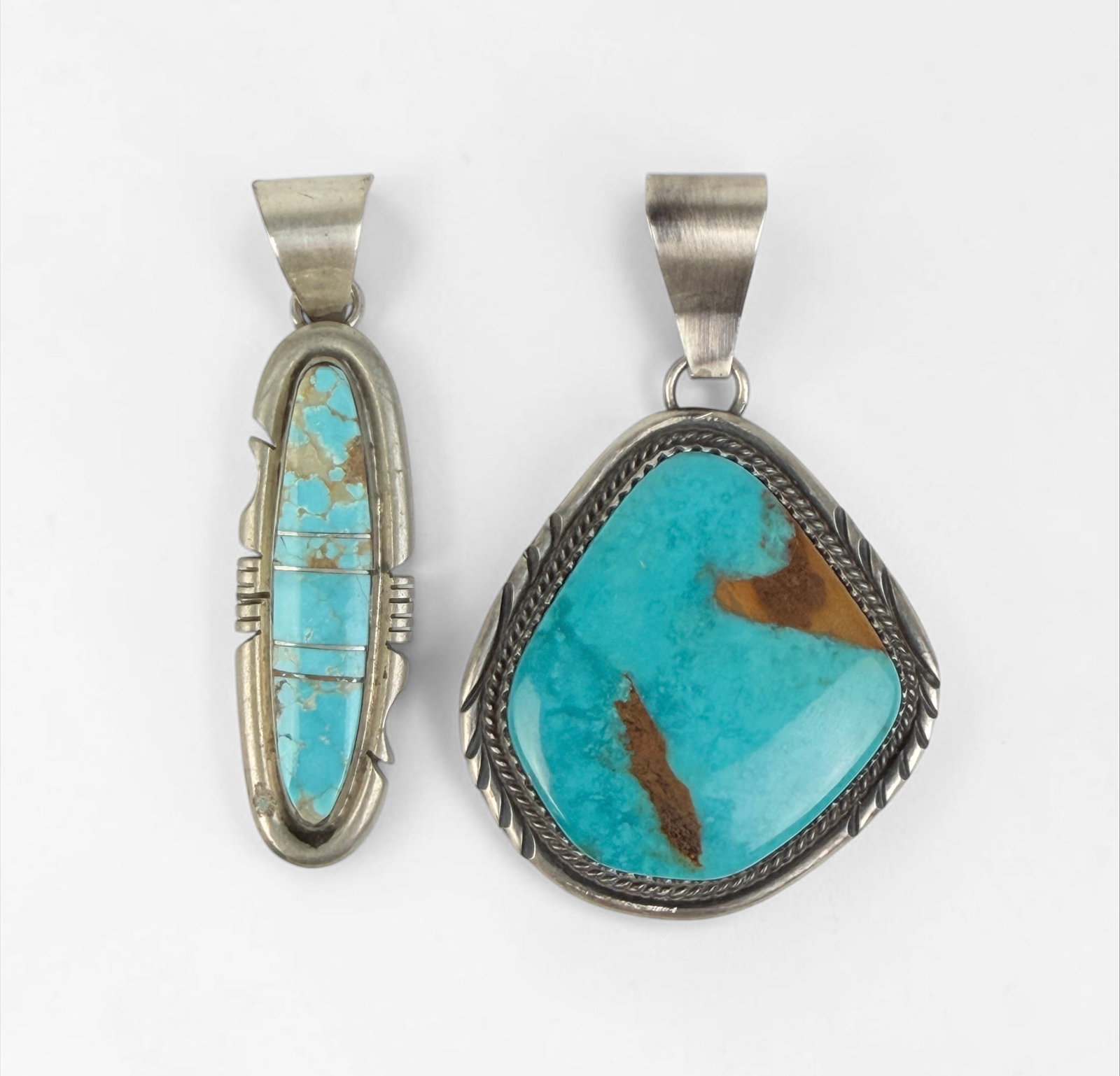 (2) Navajo Sterling & Turquoise Pendants (1 of 5)