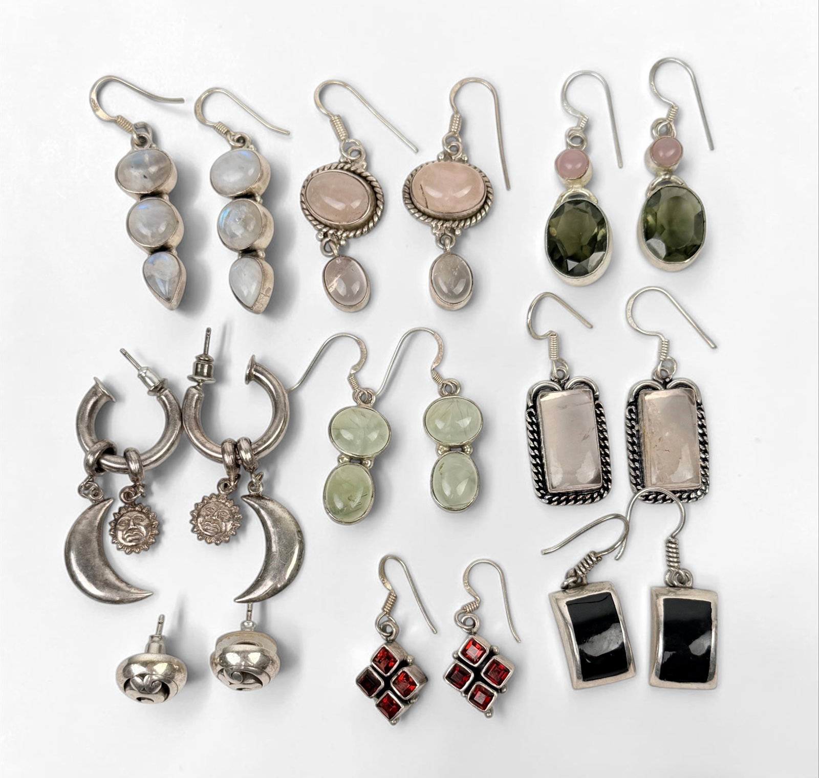 Group of (8) Sterling & Semi-Precious Stone Earrings (1 of 9)